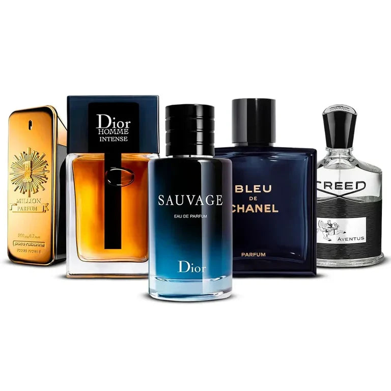 5x 100ml Luxury Perfume Set – Dior Homme Intense, Creed Aventus, Bleu de Chanel, Dior Sauvage, Paco Rabanne 1 Million
